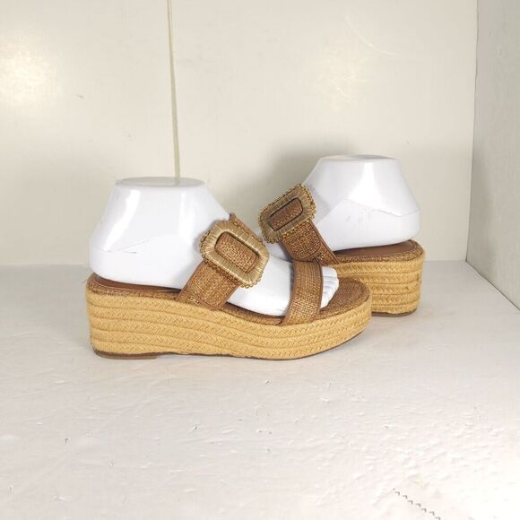 Sam Edelman Women's Chase US 7,5 Eggshell Raffia Espadrille Wedge Sandals - Picture 9 of 15